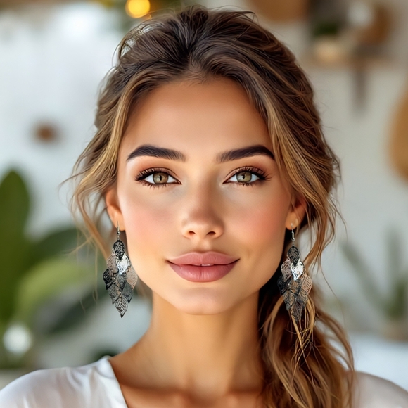 🆕Boho Chic Multicolor Leaf Dangle Earrings Lightweight Festival Trendy Jewelry - Picture 4 of 14